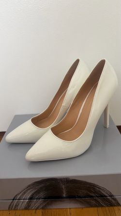White Patent Leather Pointed-Toe Heels