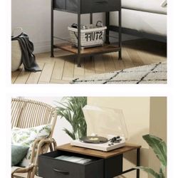 WLIVE ASNG046 Fabric 1 Drawer Storage Cabinet With Open Shelf / LIGHT GREY