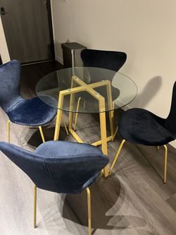 Glass Dining Table with 4 Chairs