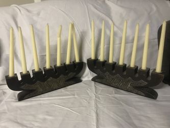 Wood candle holders