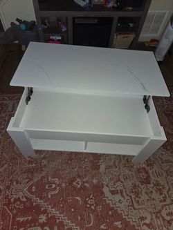 White Lift-Top Coffee Table with Storage