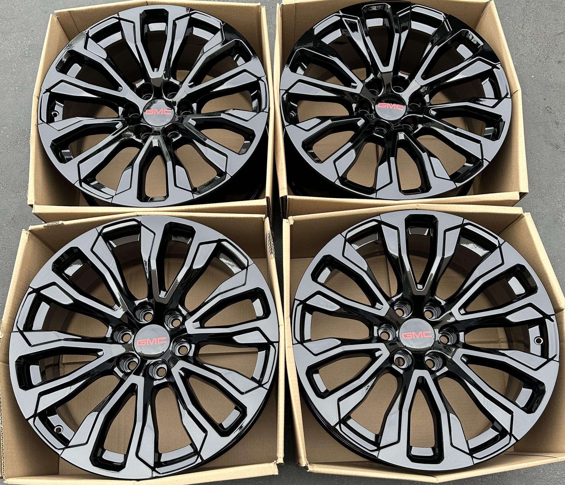 22” GMC Yukon Denali factory wheels gloss black rims new Sierra