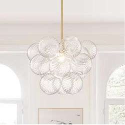 YUYI 1-Light Copper Bubble Globe Glass Ceiling Light Fixture Modern Cluster Chandelier Flush Mount Pendant Light