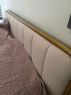 Queen size Bed frame with cream/ gold accents