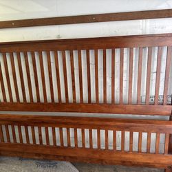 Brown wood king bed Frame