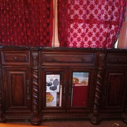 Elegant Black Marble Top Dresser With Mirror