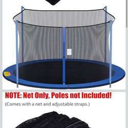 Cliselda Trampoline Replacement Safety Net for 6 Straight Poles Round Frame Trampolines, Breathable and Weather-Resistant, with Adjustable Straps, Zip