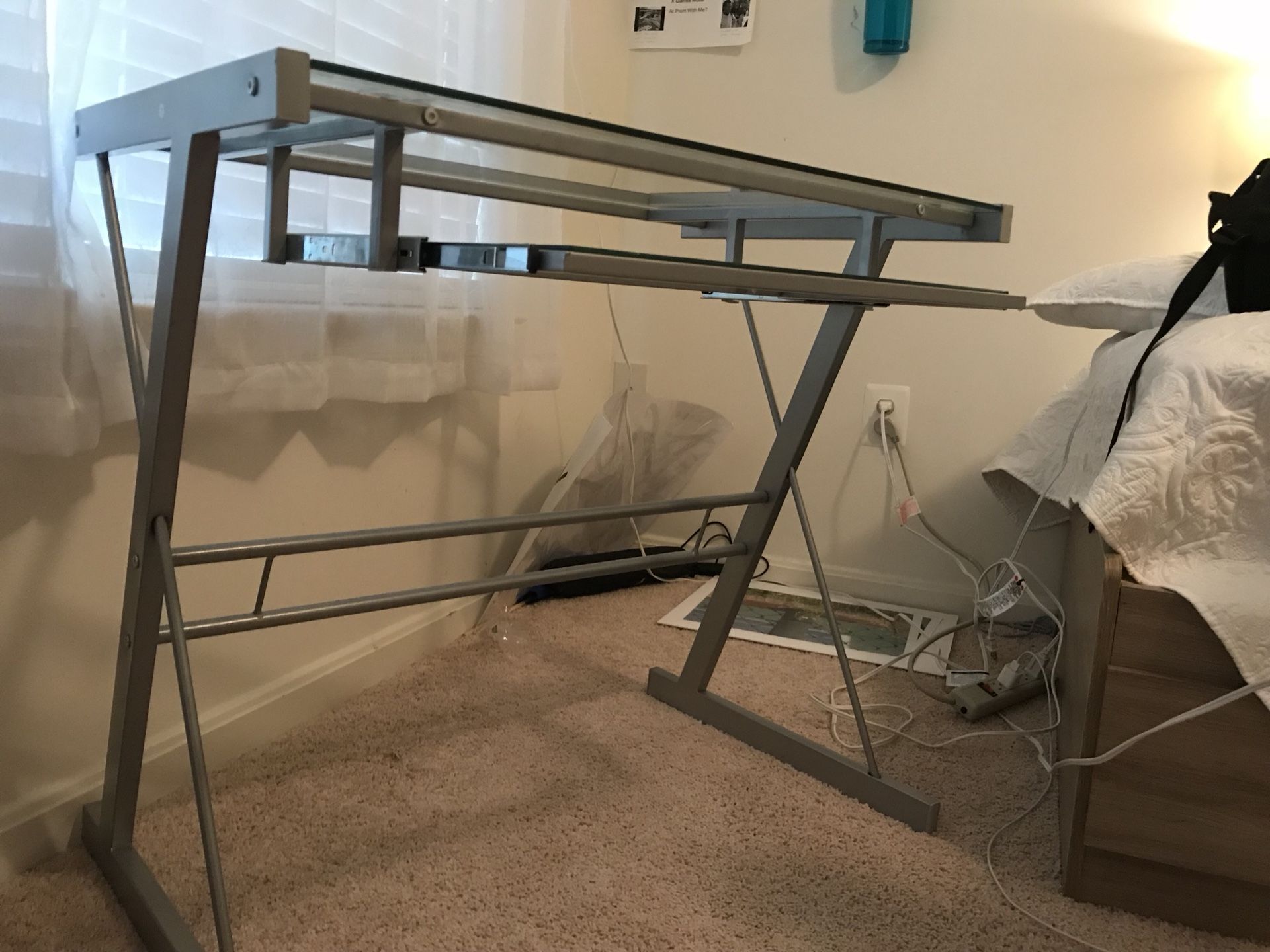 Glass and metal desk