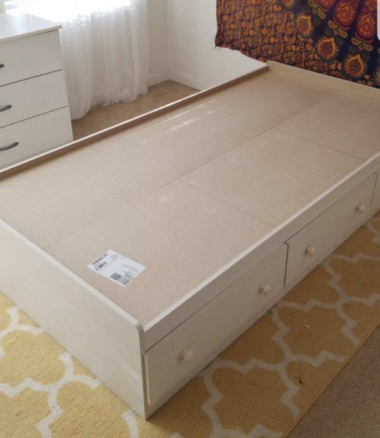 Twin size bed frame with drawers