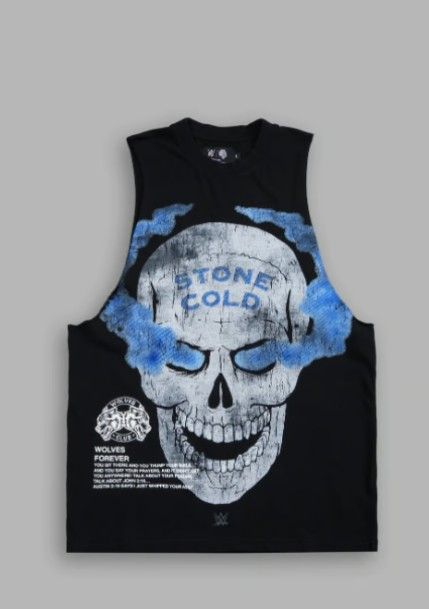 Stone Cold "Tommy" Muscle Tee in Black/ Blue