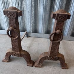 Antique cast iron Andirons