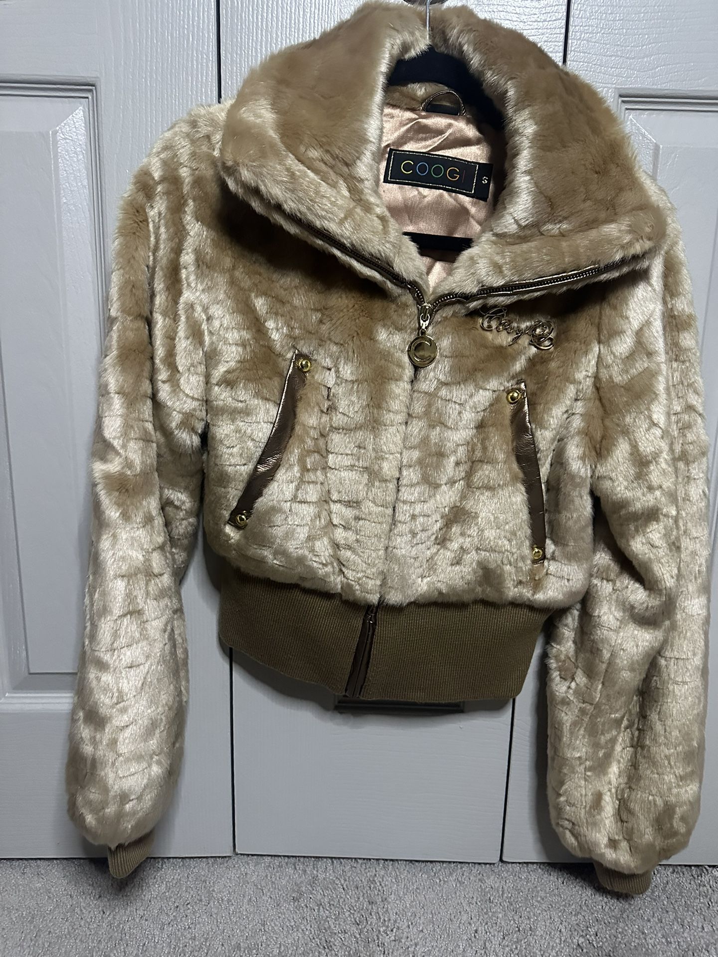 Y2K Tan Coogi Faux Fur Jacket