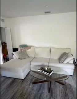 Belinha II Opal White Ivory Fabric 107” Modular 2 piece Sectional with Right Arm Facing Chaise