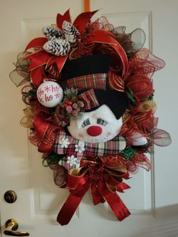 Handmade Snowman Christmas Wreath