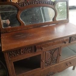 Old Vintage Buffet Table Or Credenza