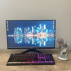 180 hz Gaming Monitor, Steel series keyboard, yeti mic