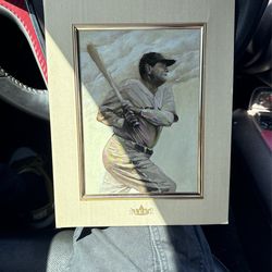 Babe Ruth oil on canvas painting print card