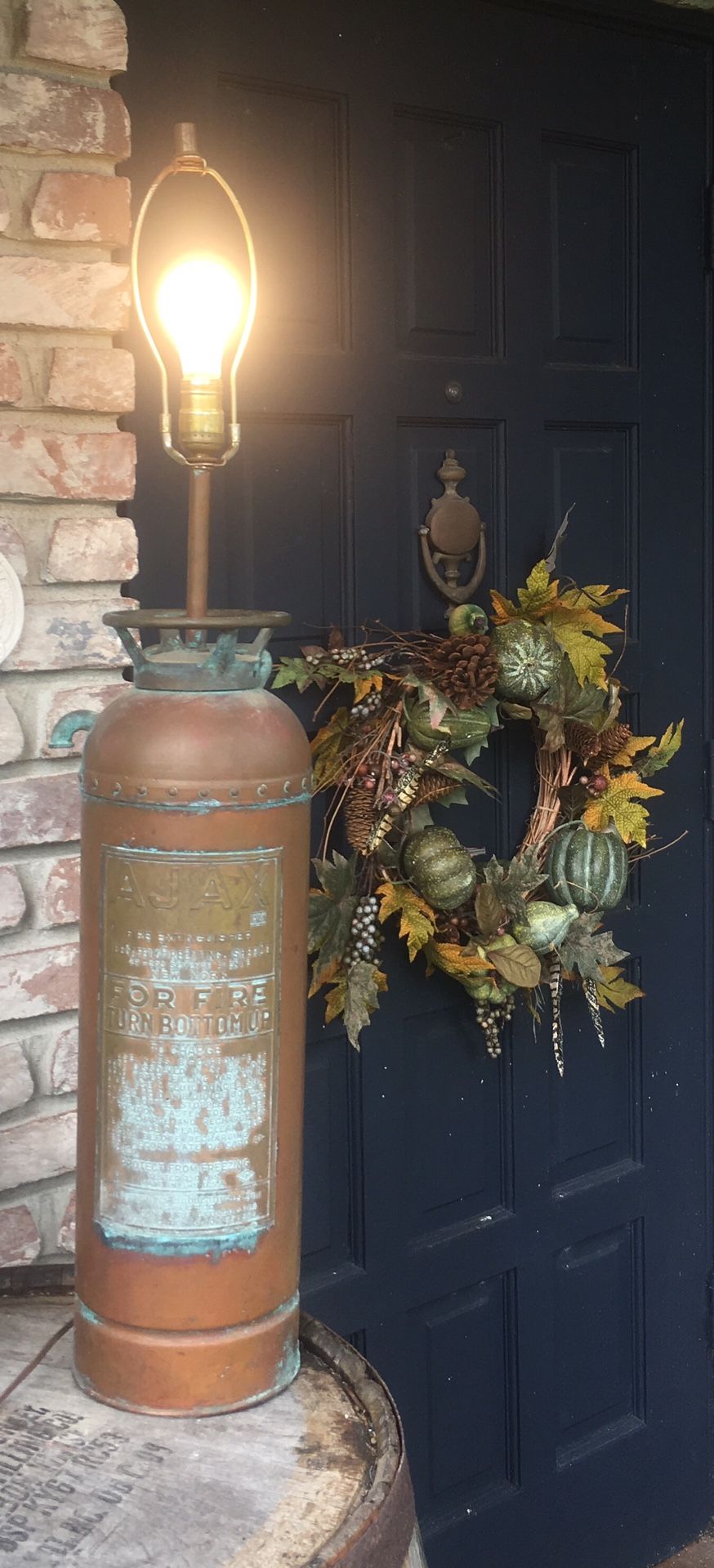 Antique Copper Brass Fire Extinguisher Lamp