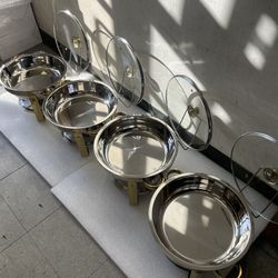 4 Pack Round Chafing Dish Buffet Stainless Steel 5 Quart Chafing Dishes