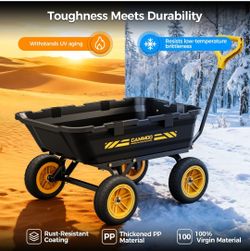 10in NO-FLAT TIRES 900lb Heavy-Duty Garden Dump Cart DIY Expandable Capacity Over 4 Cu.Ft.