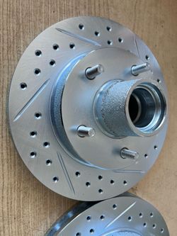 Chevy El Camino 79-81 Front Drill Slot Rotors Ceramic Brake Pads