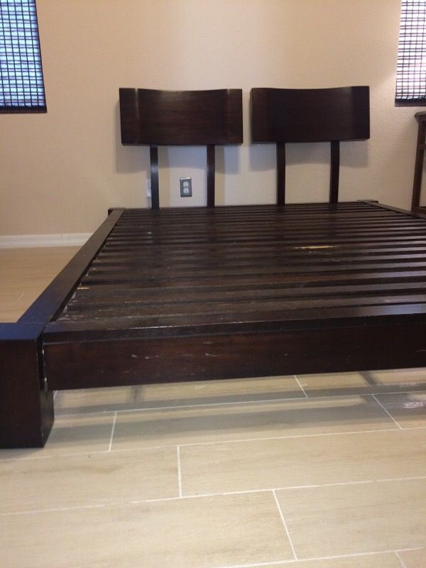 Used Queen Wood Bed Frame "Perimeter" by City Furniture for Sale in