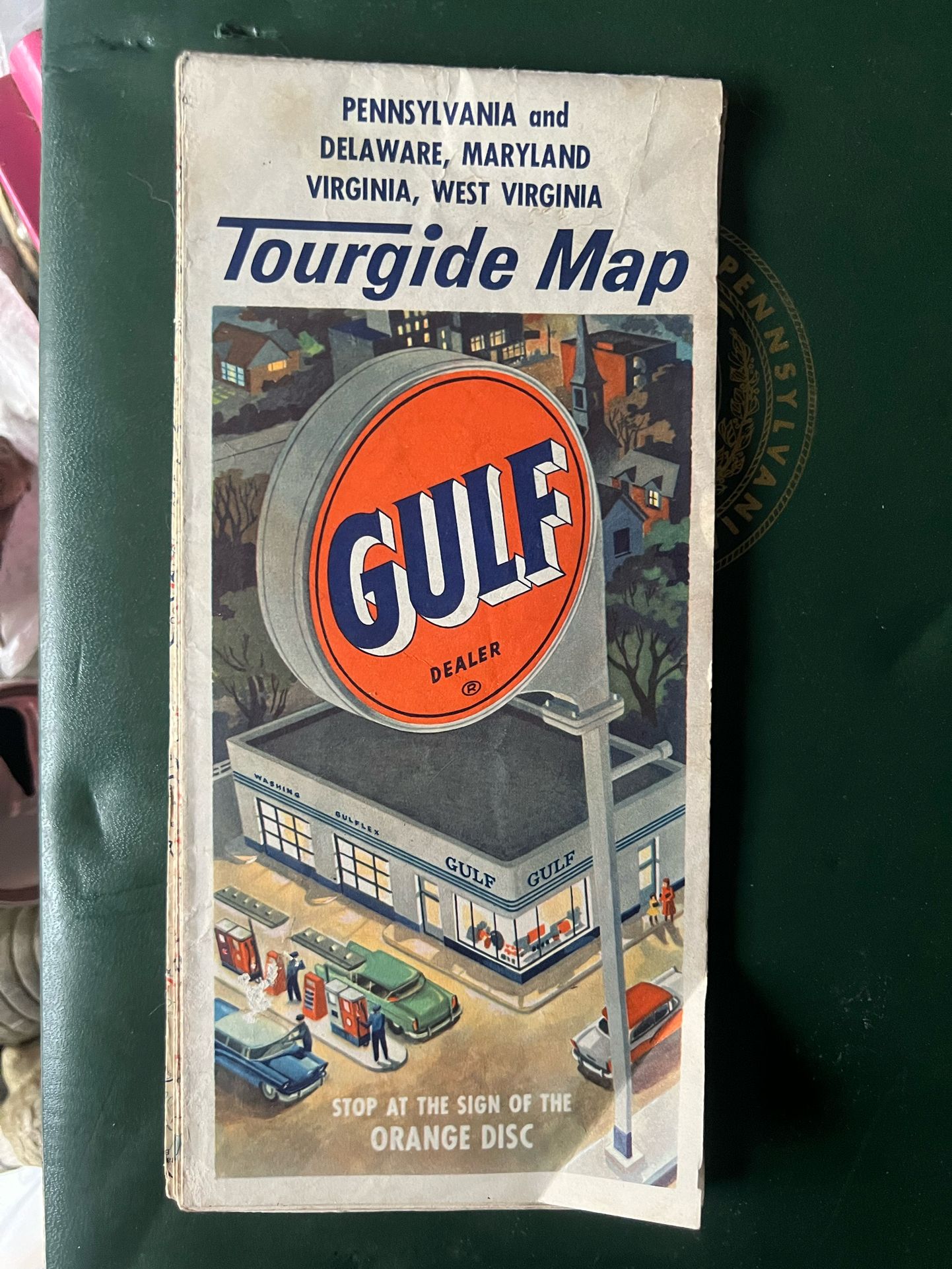 Vintage 1950s GULF OIL Pennsylvania DELAWARE Maryland VIRGINIA & WV Road Map!