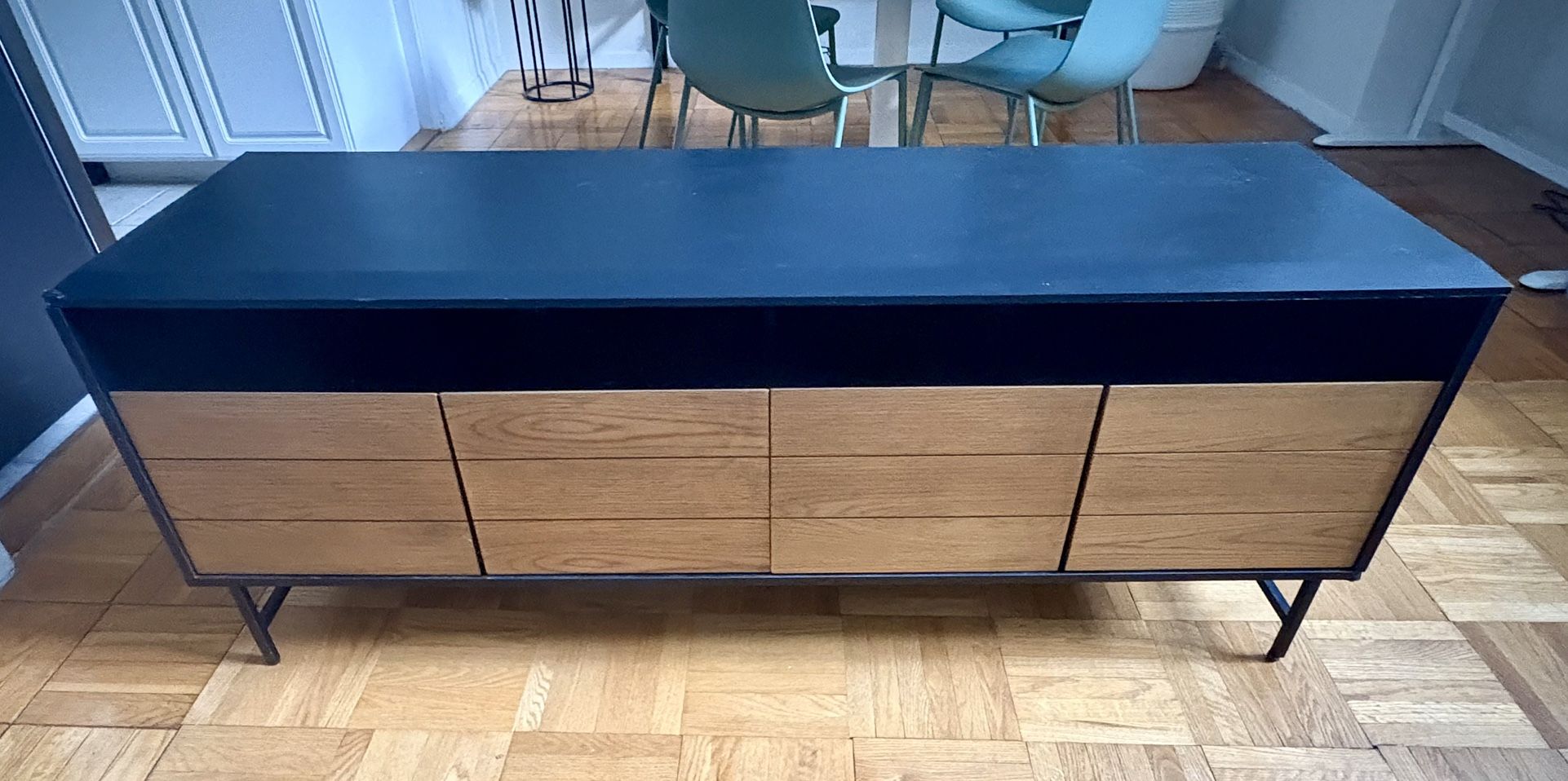 black and wood modern tv stand
