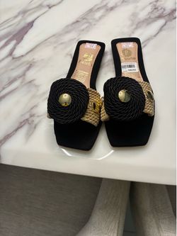 Sandals negro y dorado en soga