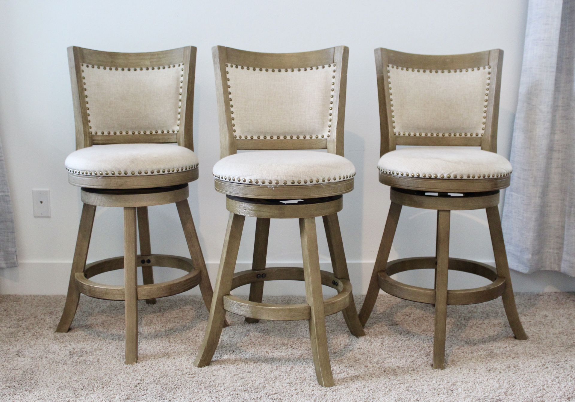 Set of 3 Melrose Wooden Bar Stools