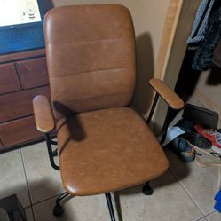Brown Faux Leather Chair 