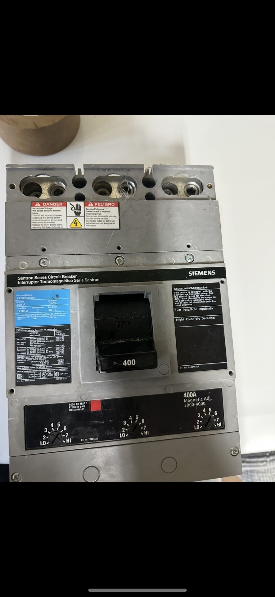 400A, MDP Main Breaker