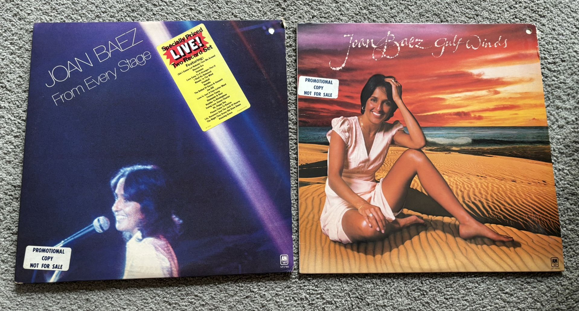 Joan Baez Gulf Winds And From Every Stage Vinyl LP Promotional Records