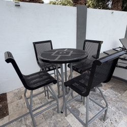 Commercial outdoor bar height table and chairs