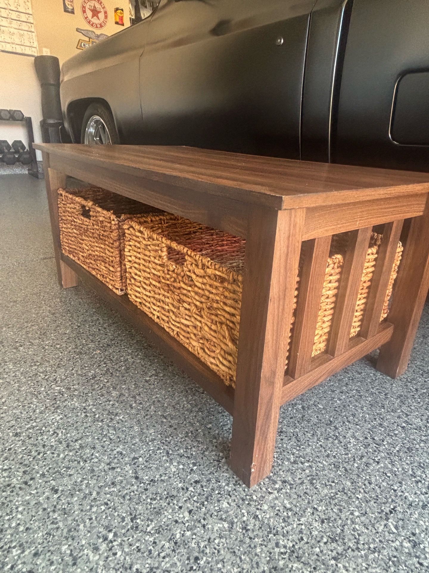 Walker Edison 40" Wood Storage Coffee Table with Totes in Espresso