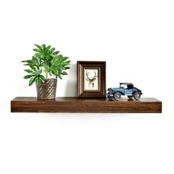 WELLAND Colin 10" Deep Floating Shelves Rustic Wall Shelf Wall Mounted Wooden Shelves (Walnut, 24X10X2.75 Inch) Walnut 24X10X2.75 Inch