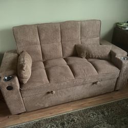 3 In 1 Sleeper Couch Sofa - Light Brown 