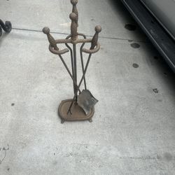 Fireplace Hammered Tool Set Antique 