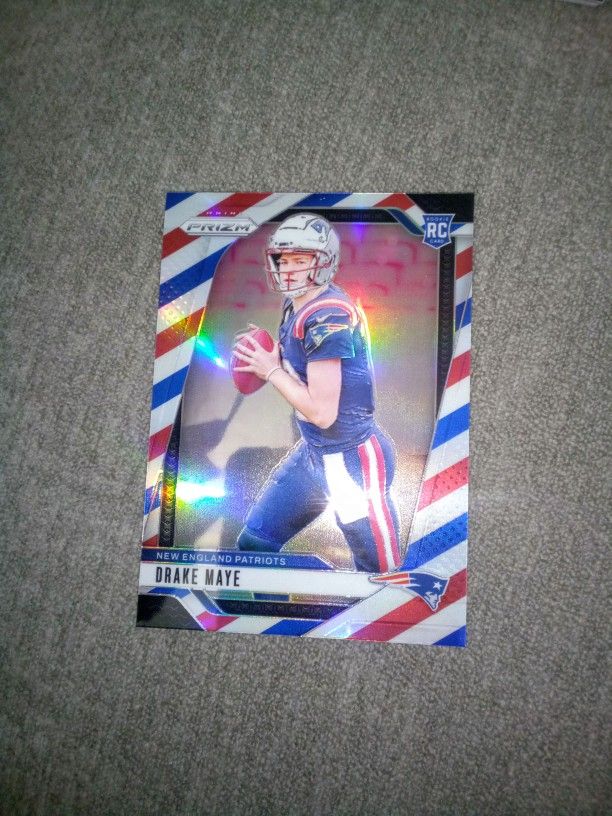 Drake Maye Prizm Red White Blue Rookie Card $40