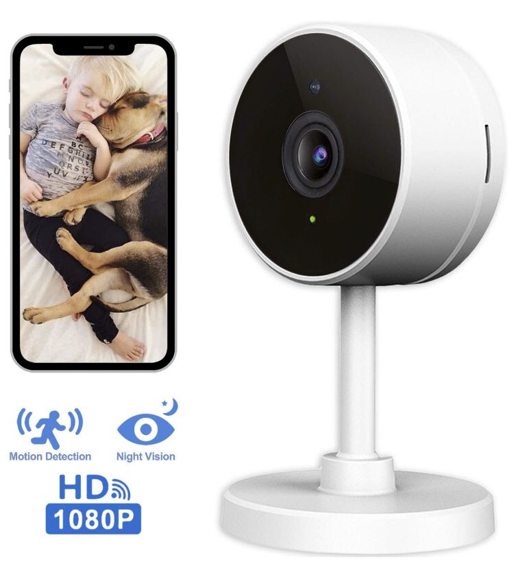 NEW! WiFi Home Security Surveillance Camera 1080P, Smart Baby Monitor Compatible with Alexa and Google Home, Motion Detection & Tracker, Night Vision