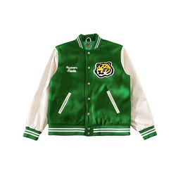 Tiger Leather Sleeve Baseball Jacket Quilted Style Green Human Made