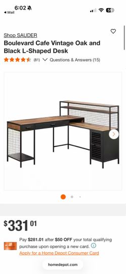 Sauder Boulevard Cafe L-Shaped Desk - NEED GONE ASAP