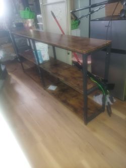 Wide wood metal horizontal industrial book shelves