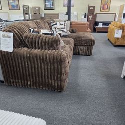 Brown Corduroy Plush Sectional Sofa with Chaise 🚚WE DELIVER🚚