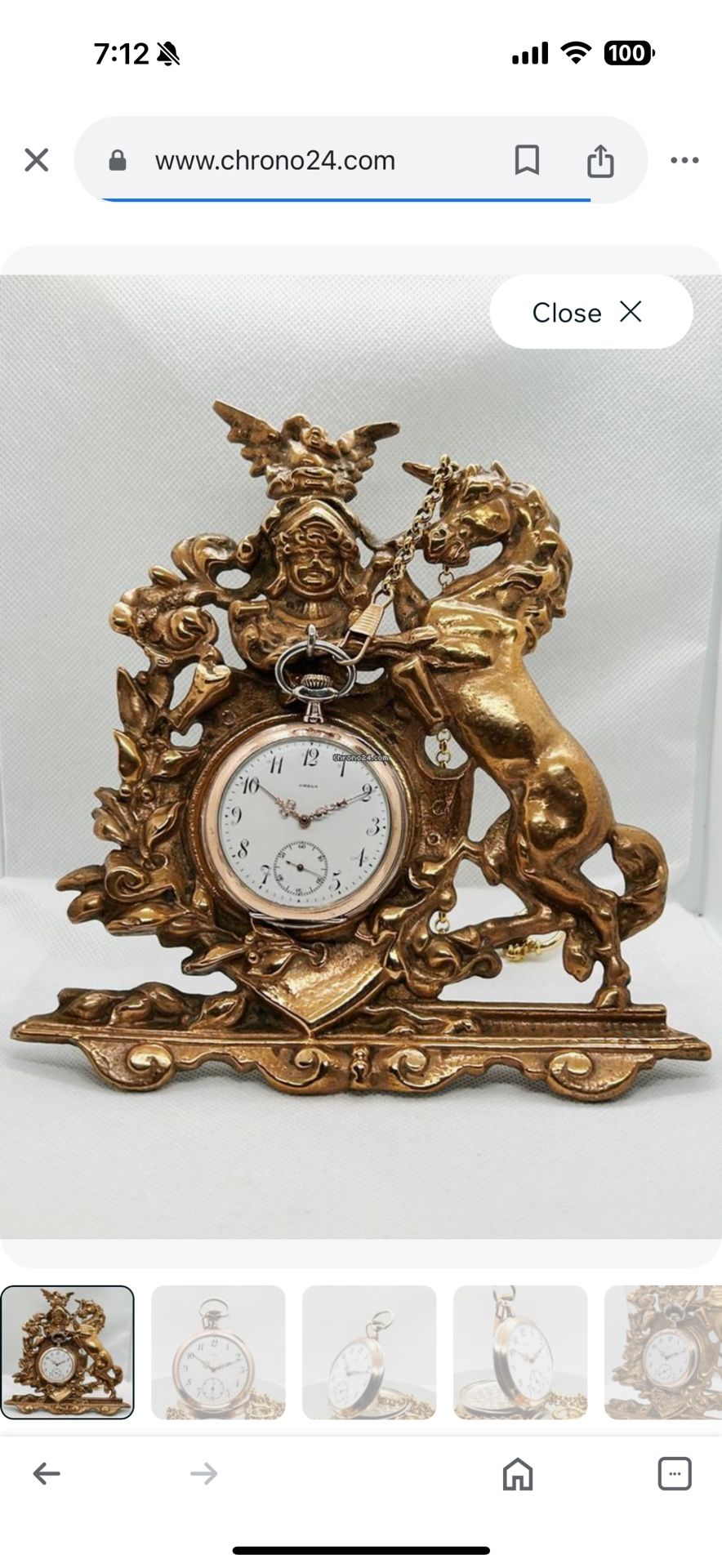 1900’s Omega Silver pocket watch With Brass Stand