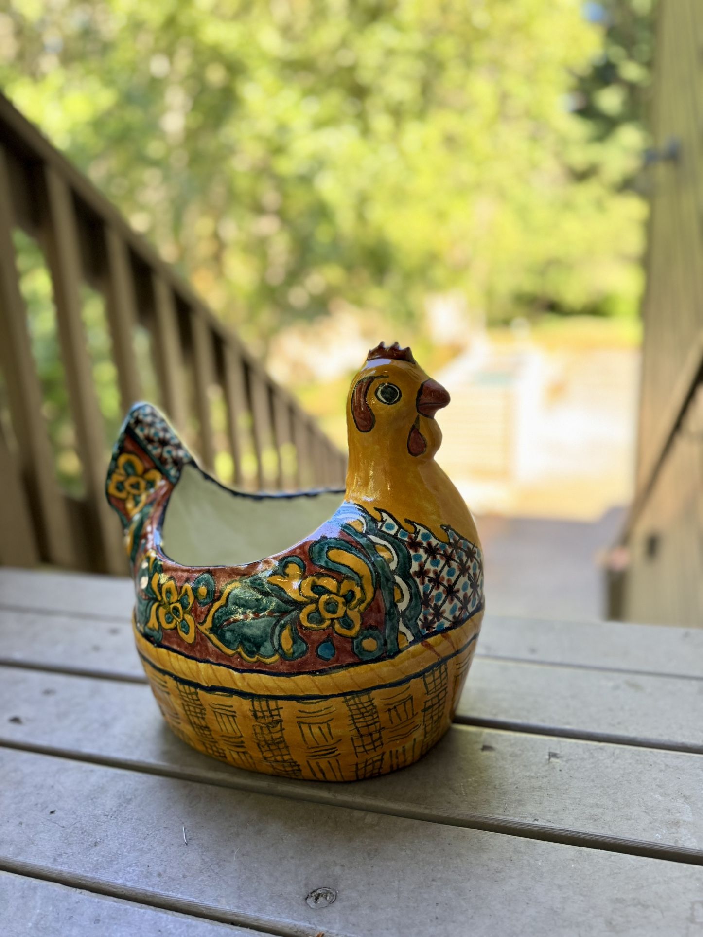 Talavera Chicken Flower/Plant Pot