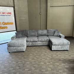 Dark Gray Double Chaise Sofa 