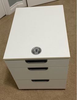 3-Drawer Rolling Mobile Pedestal Cabinet with Combination Lock
