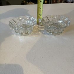 2 Zajecar Yugoslavia  Crystal Glass Votive Taper Candle Holders