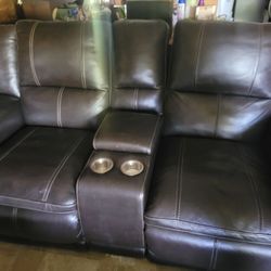 Furniture,  2 Recliner Chairs With Adapter And A Love Seat.